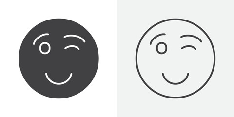 Winking eye icon Line graphics illustration