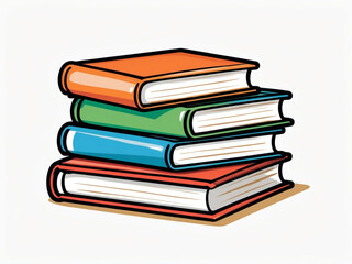 This digital illustration features a colorful stack of books, ideal for educational, learning, or literature-related themes.