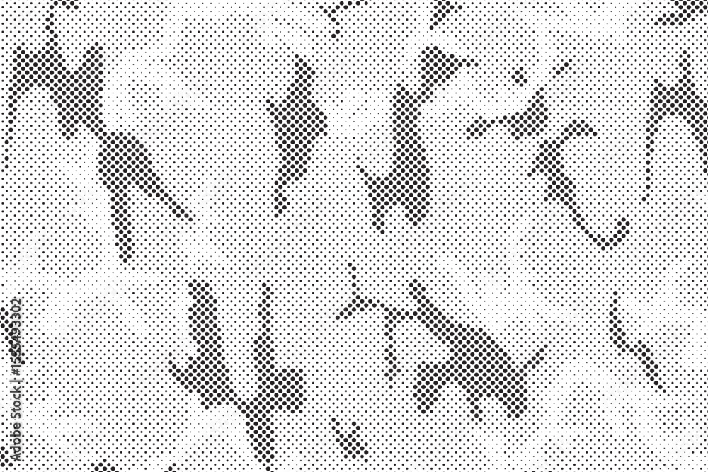 Poster Abstract halftone seamless camouflage pattern. Repeating digital dotted hexagonal camo military texture background. Abstract modern fabric textile ornament. Vector illustration.	