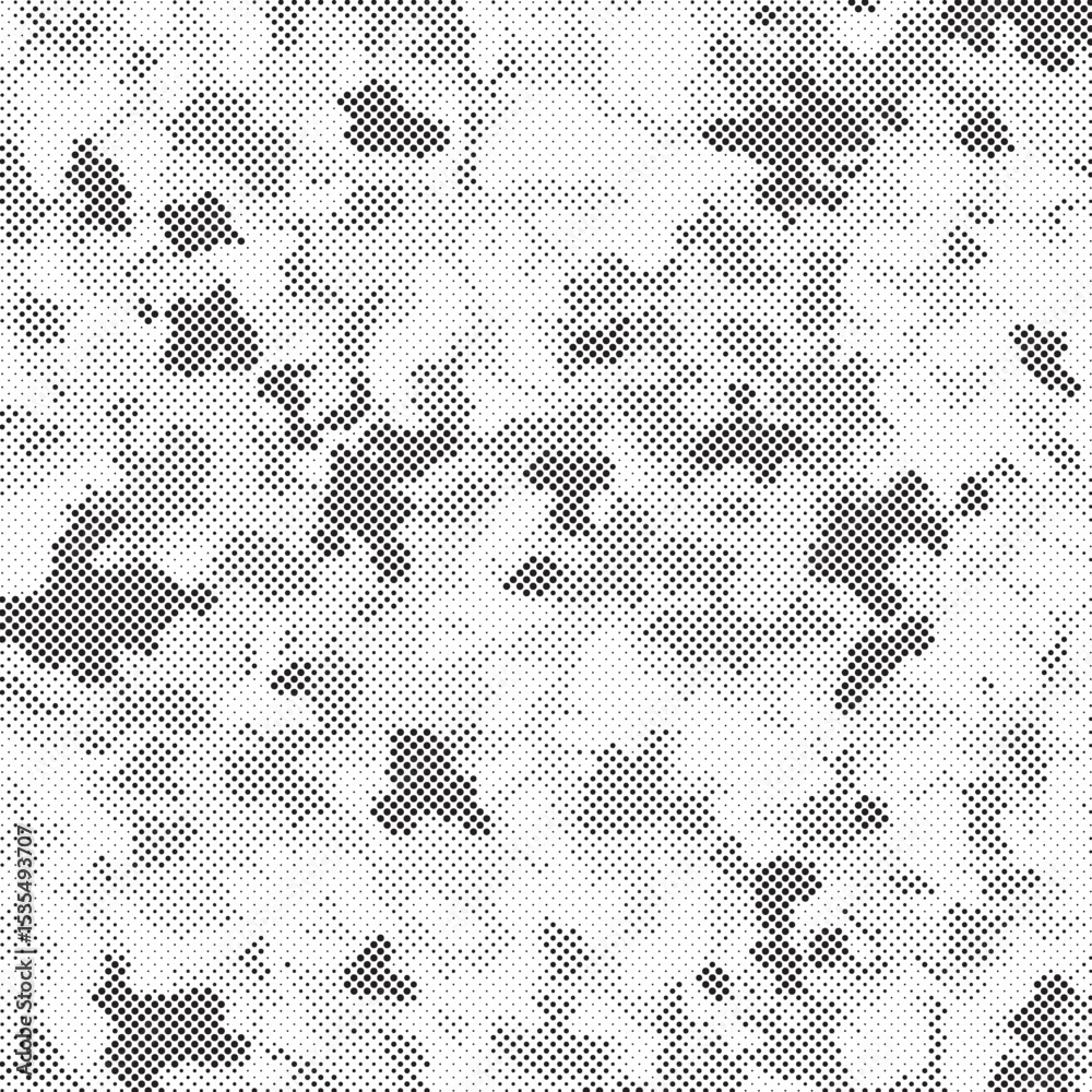 Poster Abstract halftone seamless camouflage pattern. Repeating digital dotted hexagonal camo military texture background. Abstract modern fabric textile ornament. Vector illustration.	