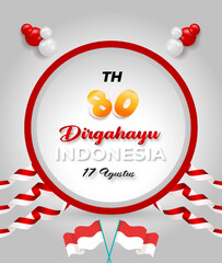 Indonesian Independence Day greeting card ribbon 17 August 1945