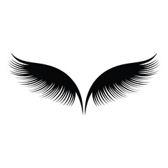 Fototapeta premium Feathery V-Shape Eyelash Silhouette, Vector, Illustration, Icon, Logo, White Background.