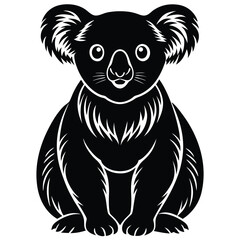 Obraz premium Silhouetted portrait of a cute koala bear sitting facing forward against a white background