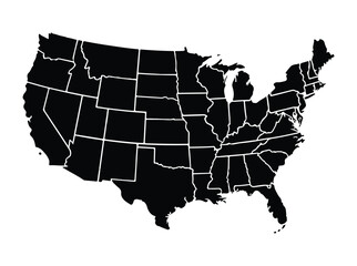 USA map with states isolated on a white background. United States of America map. Vector illustration.