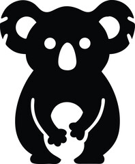 Fototapeta premium Simple black and white vector illustration of a friendly koala bear mascot