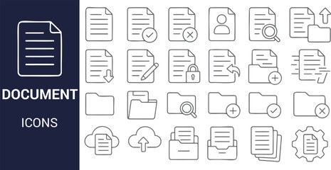 Comprehensive Document Icons A Collection of Line Art Graphics for File Management and Organization