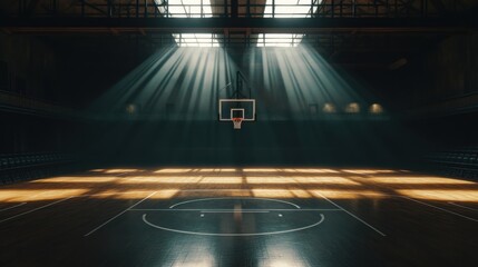 The ambiance of isolation in an empty basketball court