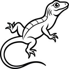 Naklejka premium Lizard black silhouette on white background 