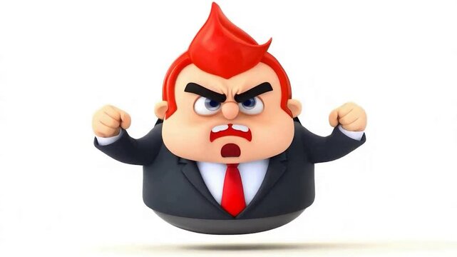 Angry Businessman Cartoon 3D Render