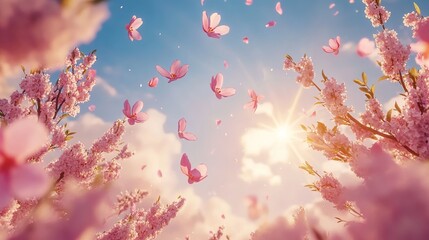 Blossoming Splendor: Realistic & Breathtaking Cherry Blossoms in Spring – Captivating Branches for Tourism Posters, Graphic Design & Scenic Masterpieces