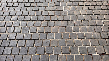 Cobbled Stone Pavement Texture Background – Rough Square Rock Blocks Pattern