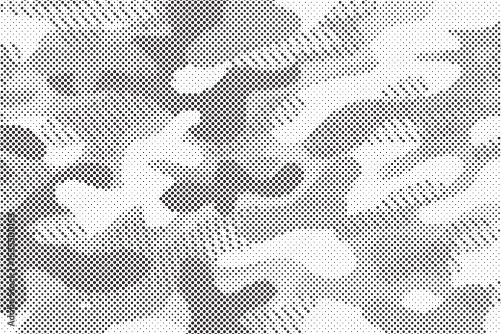 Poster abstract halftone seamless camouflage pattern. repeating digital dotted hexagonal camo military text