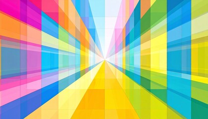 Cover template with vibrant perspective geometric prism shapes