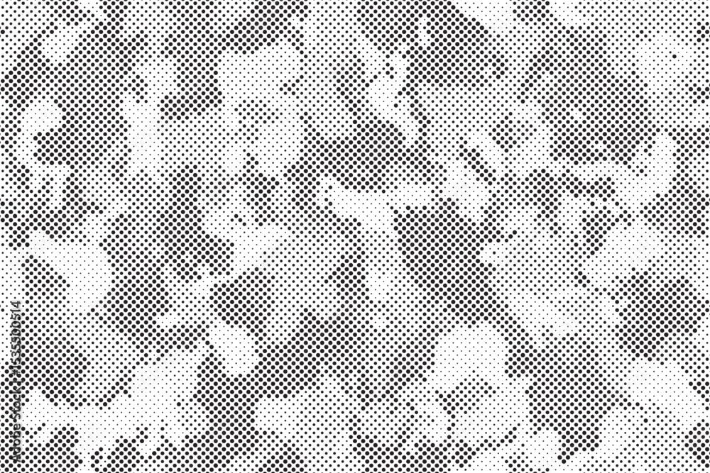 Poster Abstract halftone seamless camouflage pattern. Repeating digital dotted hexagonal camo military texture background. Abstract modern fabric textile ornament. Vector illustration.