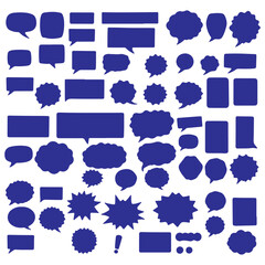 Speech bubble icon set. Silhouette style. Vector illustration.