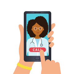 Call African doctor on phone using the media platform. Intact reception of the patient.