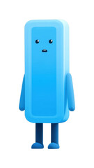 Cute blue rectangular character with surprised expression
