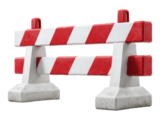 Red and White Striped Road Barrier isolated on png transparent background