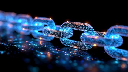 chain/illuminated/dark backdrop