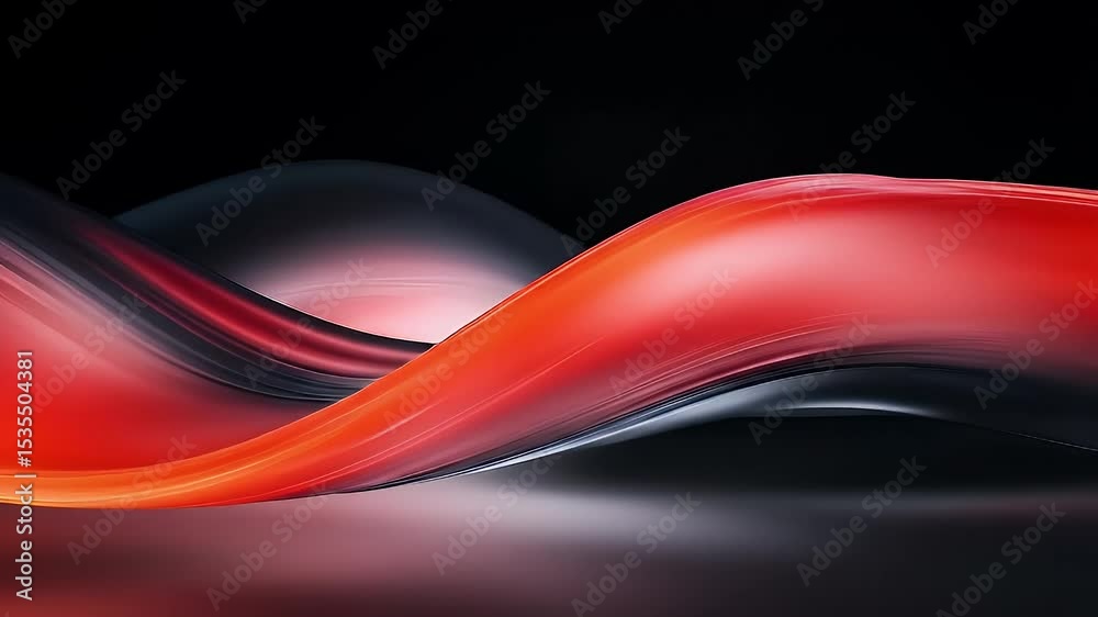 Poster abstract red and black wave design with gradient background and metallic texture
