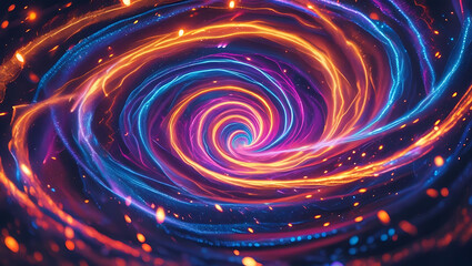 Swirling Light Tunnel with Vibrant Blue and Red Energy Patterns