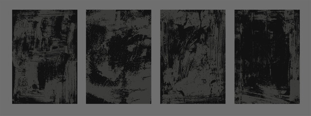 Rough grunge background. Black, grey dirty surface. Old wall imitation. Vector illustration. Brush strokes texture. 