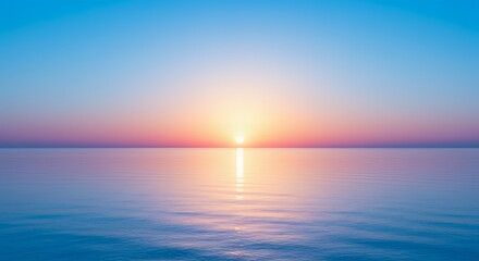 Obraz premium Calm Ocean Sunset with Vibrant Colors Reflecting on Gentle Waves