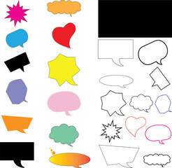 set of vector colorful blank speech bubbles, liner for message.