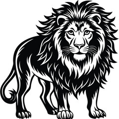 Fototapeta premium Lion Vector Illustration Standing Proudly in Bold Monochrome Style