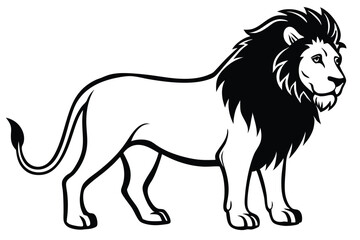 Obraz premium Majestic black and white lion illustration suitable for logo design or graphic applications