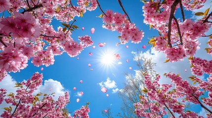 Blossoming Splendor: Realistic & Breathtaking Cherry Blossoms in Spring – Captivating Branches for Tourism Posters, Graphic Design & Scenic Masterpieces