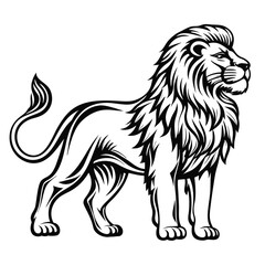 Obraz premium Lion Vector Illustration Standing Proudly as a Monochrome Clipart