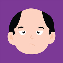 various expressions of bald men cartoon illustrations. man's portraits with different emotions and gestures isolated