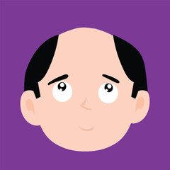 various expressions of bald men cartoon illustrations. man's portraits with different emotions and gestures isolated