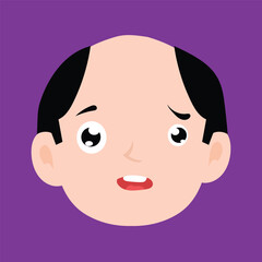 various expressions of bald men cartoon illustrations. man's portraits with different emotions and gestures isolated