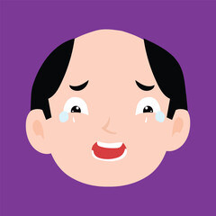 various expressions of bald men cartoon illustrations. man's portraits with different emotions and gestures isolated