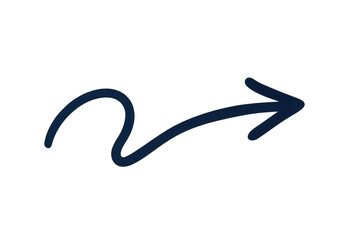 Blue curved arrow directing rightward, transparent backdrop, highlighting navigation or design element in graphic layouts