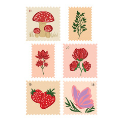 Set stamps pink cute 