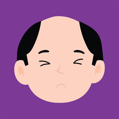 various expressions of bald men cartoon illustrations. man's portraits with different emotions and gestures isolated