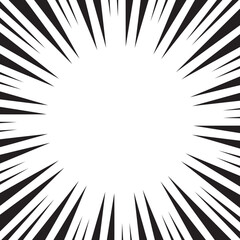Manga comic explosion, motion or movement effect, vector background. Manga anime cartoon radial speed lines and abstract pattern for comic book burst, flash ray or explode bang action