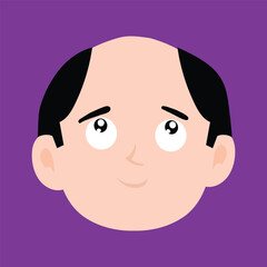 various expressions of bald men cartoon illustrations. man's portraits with different emotions and gestures isolated