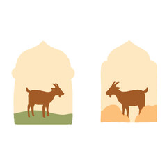 vector illustration of a goat with element mosque 