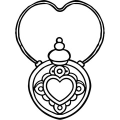 Antique Locket line art vector