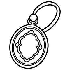 Antique Locket line art vector