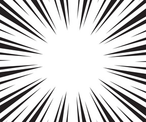 Obraz premium Manga comic explosion, motion or movement effect, vector background. Manga anime cartoon radial speed lines and abstract pattern for comic book burst, flash ray or explode bang action