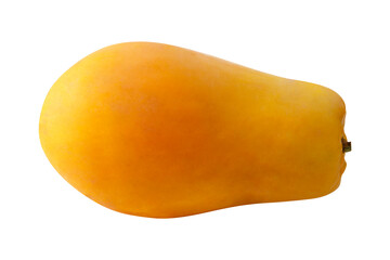 Ripe Holland papaya with smooth orange skin and vibrant flesh, isolated on a transparent background