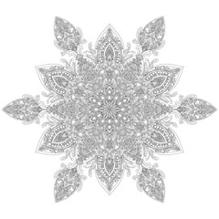 Mehndi Henna Drawing Circular Mandala pattern for tattoo, decoration premium product poster or painting. Decorative ornament in ethnic oriental style. Outline doodle hand draw illustration