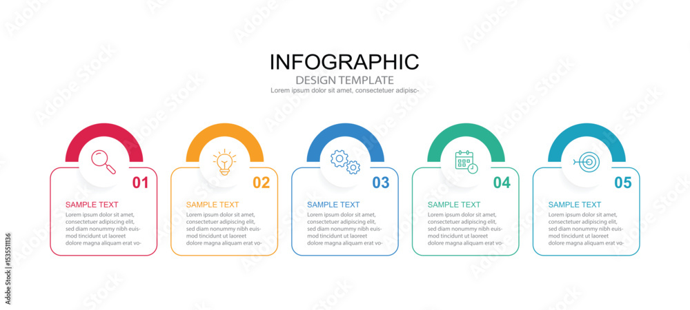 Poster infographic 5 options design elements for your business data. vector illustration