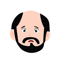 Emoticon avatar of a man with a mustache and a beard. man expression face