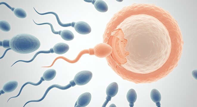 Sperm Fertilizing Egg Illustration Shows Human Reproduction Process in Detail